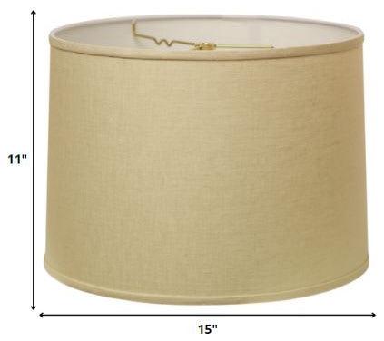 15" Parchment Biege Throwback Drum Linen Lampshade