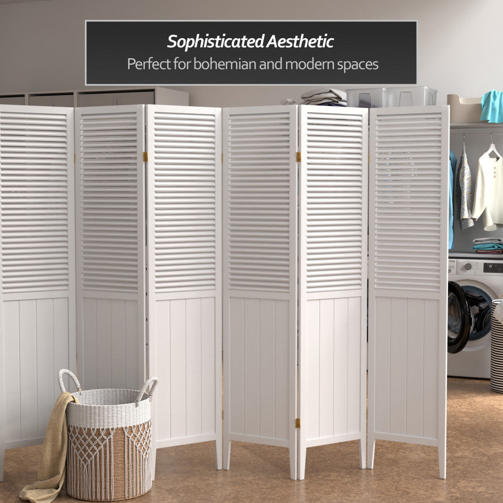6' Tall Beadboard Divider, White, 6 Panels