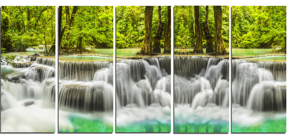 "Erawan Waterfall Kanchanaburi Province" Canvas Print, 5 Panels, 60"x28"