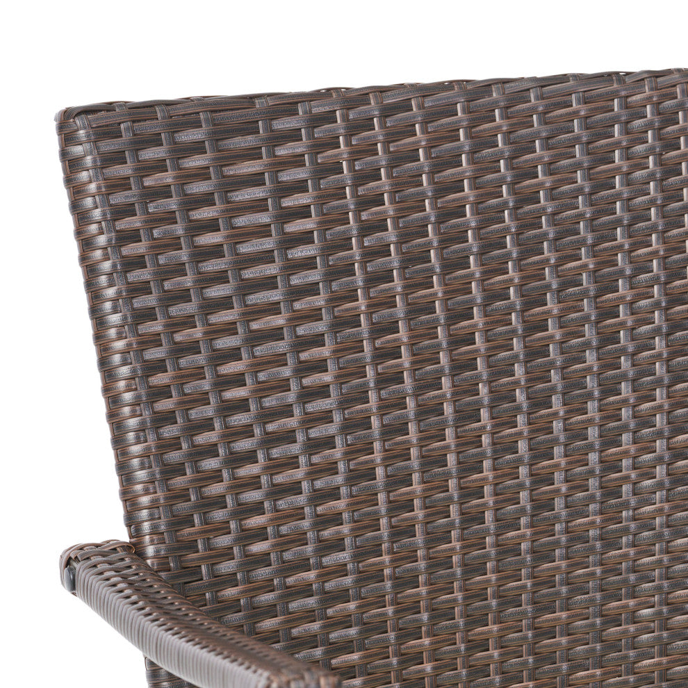 GDF Studio Melba Outdoor Wicker Dining Chairs With Beige Cushions, Set of 2