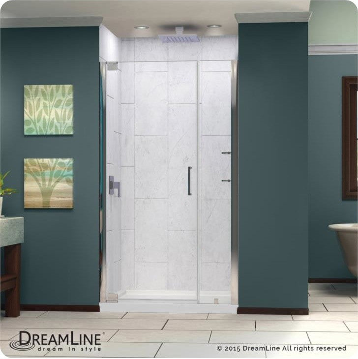 DreamLine Elegance Frameless Pivot Shower Door, Chrome, 40.75"-42.75"