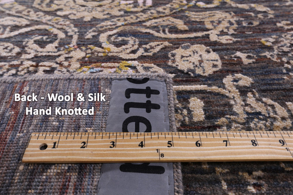 Modern Wool and Silk Hand-Knotted Runner Rug 2' 6" X 11' 11" Q9251
