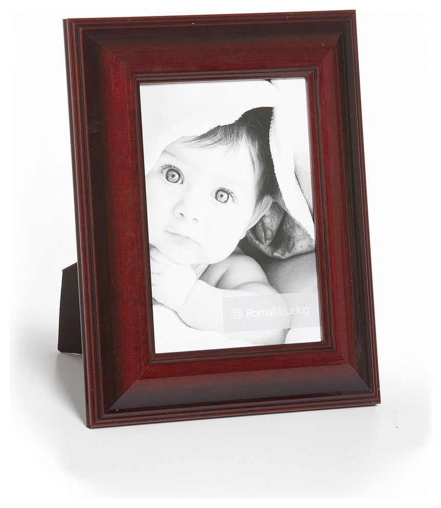 Mahogany Lacquer Picture Frame, 1-5/8", Easle Back, Traditional, 5 x 7