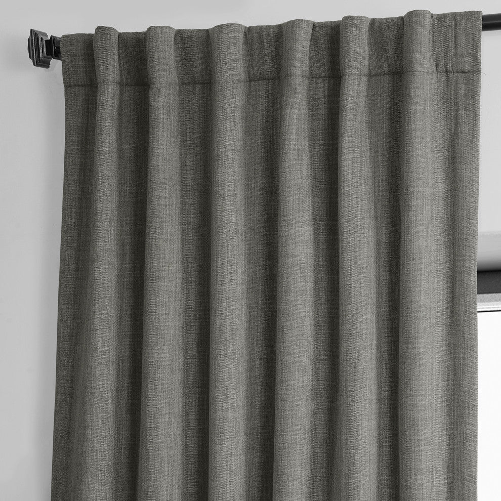 Faux Linen Darkening Curtain Single Panel, Blazer Gray, 50"x108"