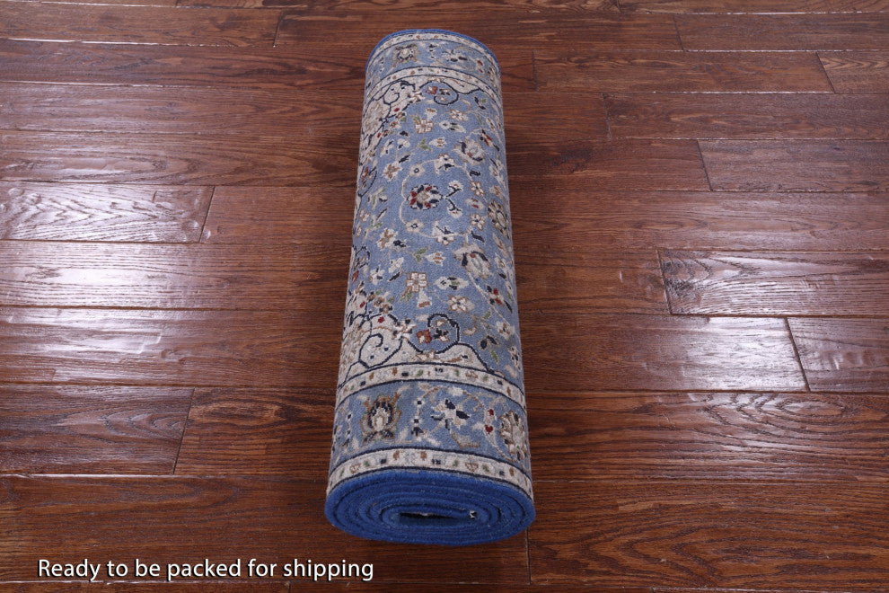 2' 7" X 8' 1" Runner Persian Nain Wool and Silk Hand-Knotted Rug Q11651