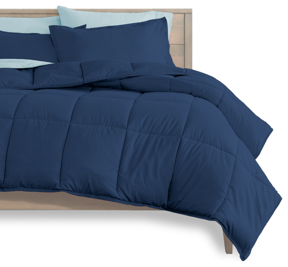 Bare Home 5-Piece Twin Bed-in-a-Bag, Dark Blue, Light Blue