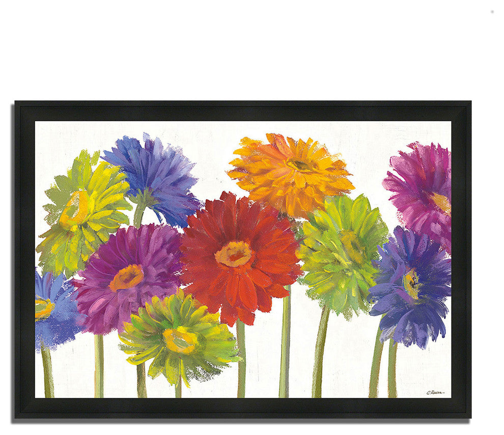 "Colorful Gerbera Daisies" By Carol Rowan, Framed Painting Print, Ready To Hang