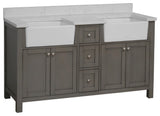 Yorkshire 60" Bathroom Vanity, Weathered Gray, Engineered Marble, Double