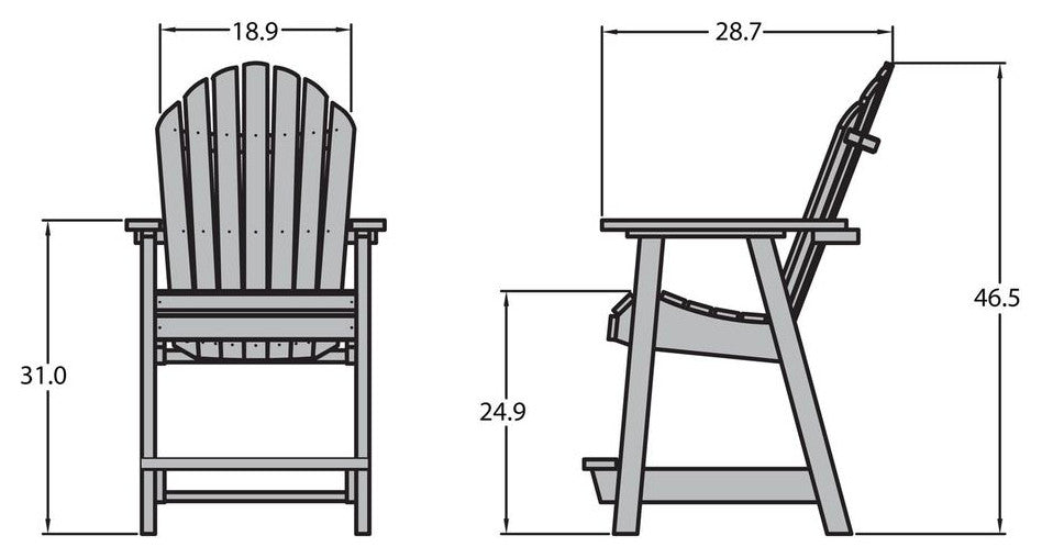 Sequoia Muskoka Adirondack Deck Dining Chair, Harbor Gray