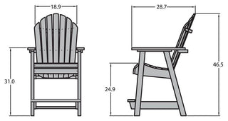 Sequoia Muskoka Adirondack Deck Dining Chair, Harbor Gray