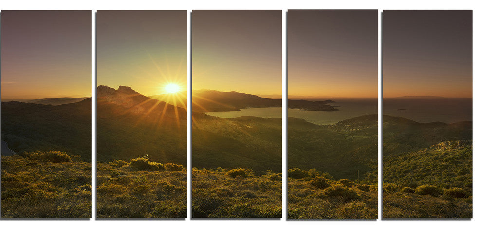 "Volterraio And Portoferraio Bay" Landscape Wall Art Print, 5 Panels, 60"x28"