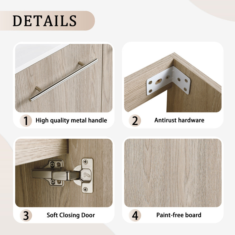 24" Plywood Wall Mounted Bath Vanity Set, Integrated Resin Sink