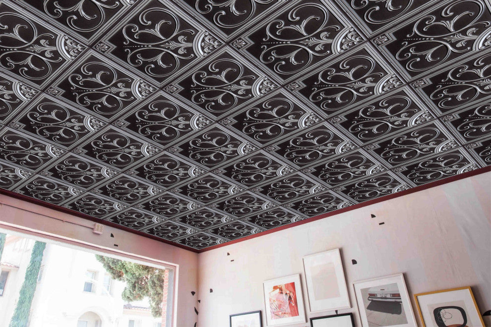Antique Silver 3D Ceiling Panels, 2'x2', 40 Sq Ft, Pack of 10