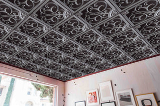 Antique Silver 3D Ceiling Panels, 2'x2', 40 Sq Ft, Pack of 10