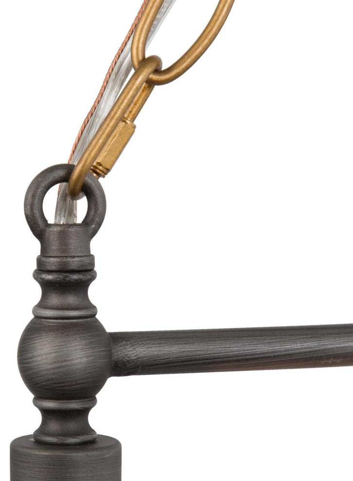 3-Lights Antique Gold and Gray Contemporary LED Kitchen Island Lamp