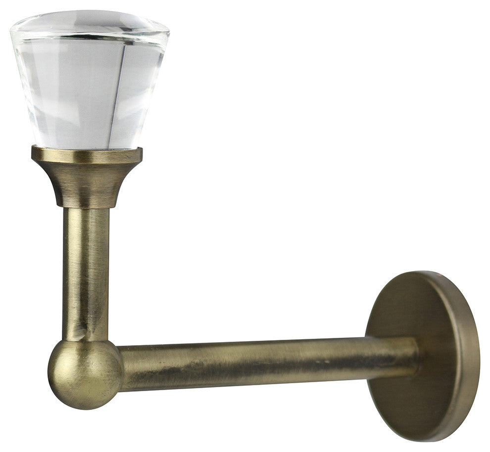 Tappo Crystal and Metal Drapery Holdback, Antique Brass