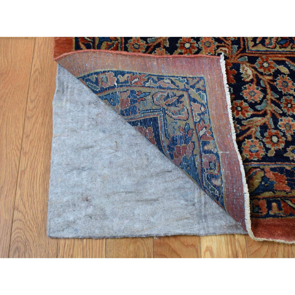Prismatic Red, Antique Persian Sarouk, Pure Wool Hand Knotted Rug, 10'6"x19'3"