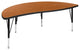 3 Piece 86" Oval Wave Activity Table Set - Height Adj. Short Legs, Oak