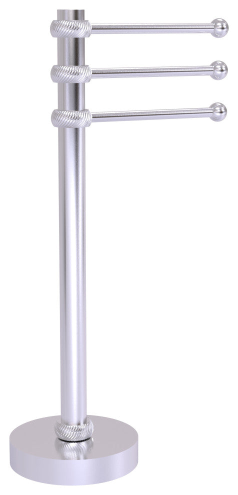 Vanity Top 3 Swing Arm Towel Holder with Twisted Accents, Satin Chrome