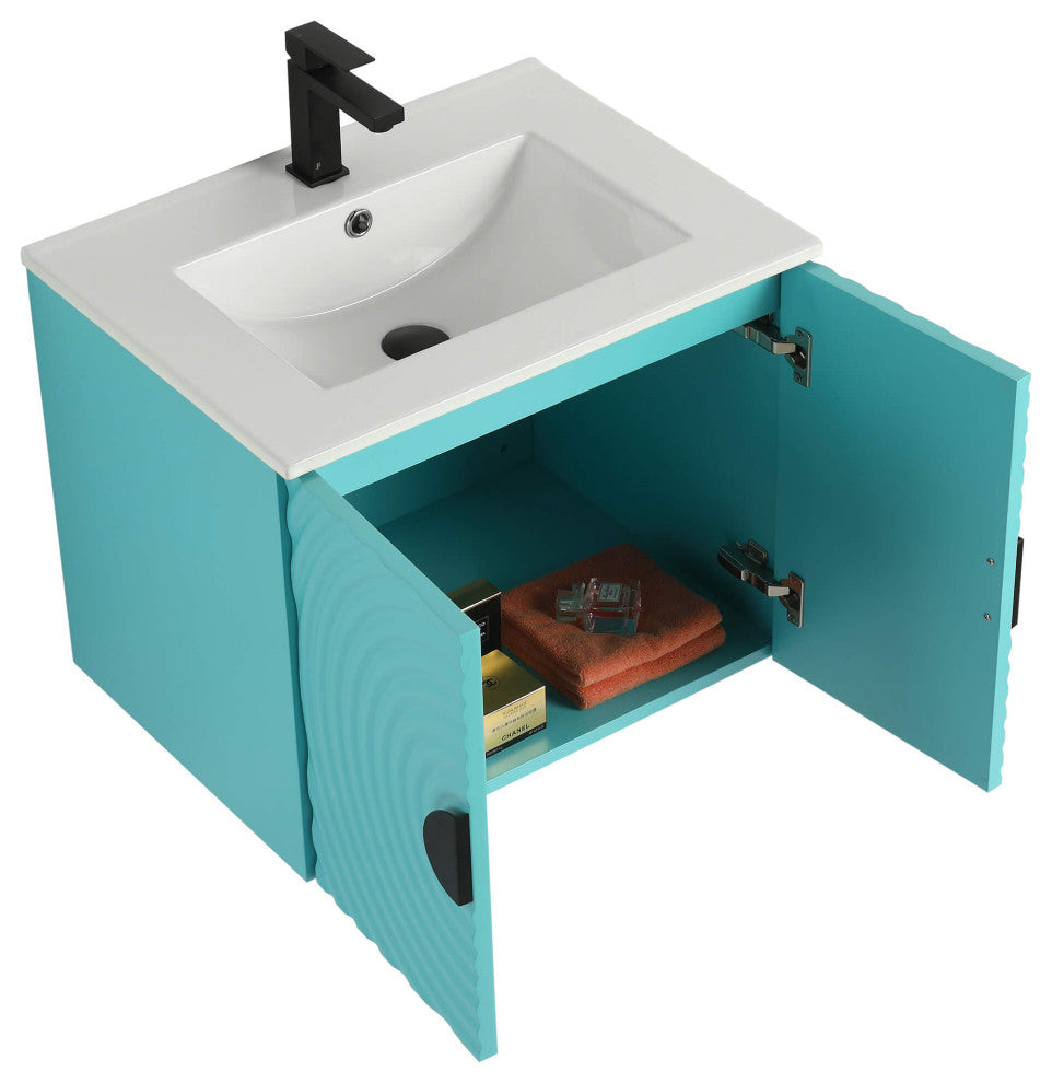 Pellabay Bath Vanity, Fluted Circular Doors Sink Included
