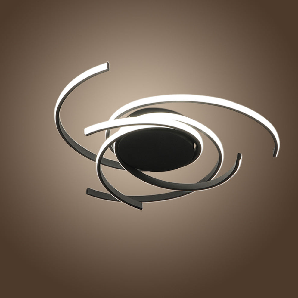 22" LED Semi Flush Mount Light Modern Ceiling Lamp, Black