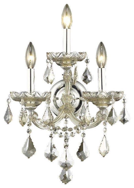 Elegant Maria Theresa Wall Sconce, Golden Teak Finish With Royal Cut Crystal