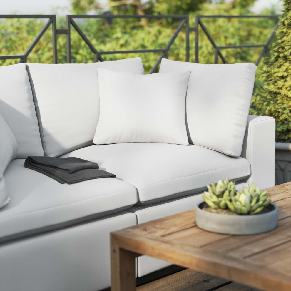 Modular Lounge Loveseat Deep Sofa, White, Modern, Outdoor Patio Hospitality