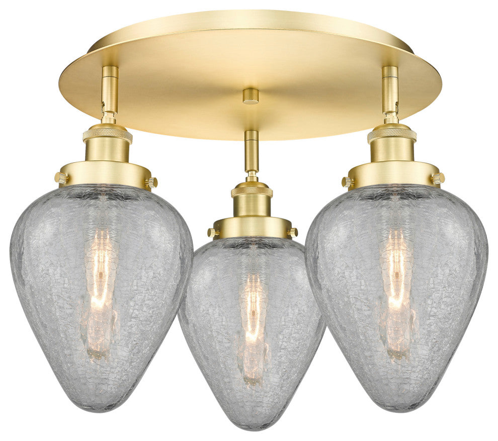 Innovations Lighting 916-3C-10-18 Geneseo Flush Geneseo 3 Light - Antique Brass