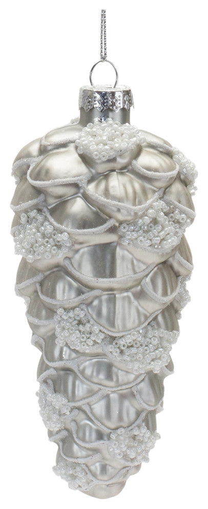 Beaded Glass Pinecone Ornament, 12-Piece Set