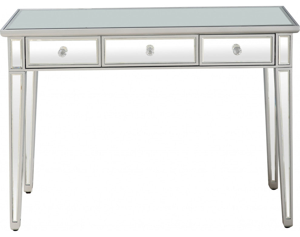 Silver Finish Three Drawer Console Table
