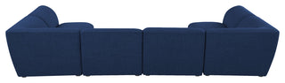 Miramar Linen Textured Fabric  6-Piece Modular U-Shaped Sectional, Navy