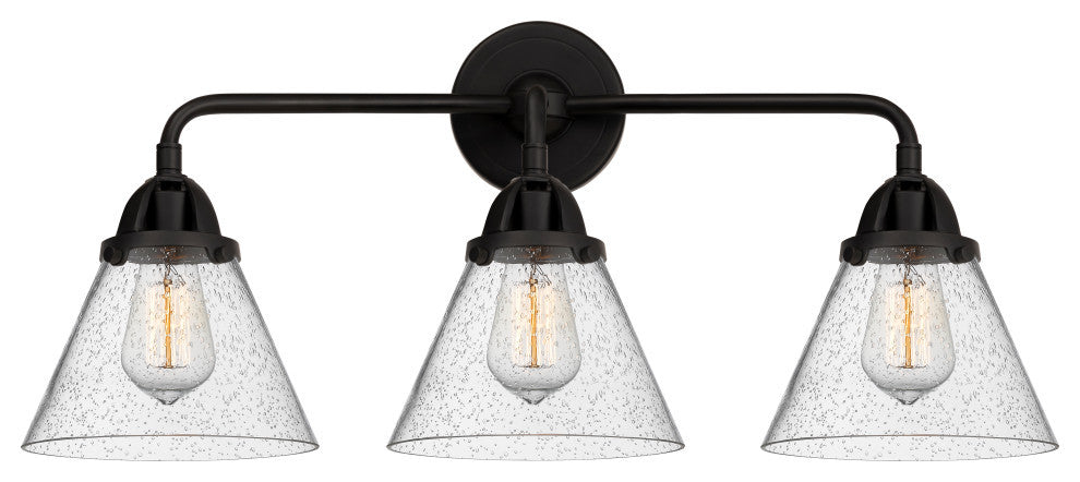 Large Cone Bath Vanity Light, Matte Black, Seedy, Seedy