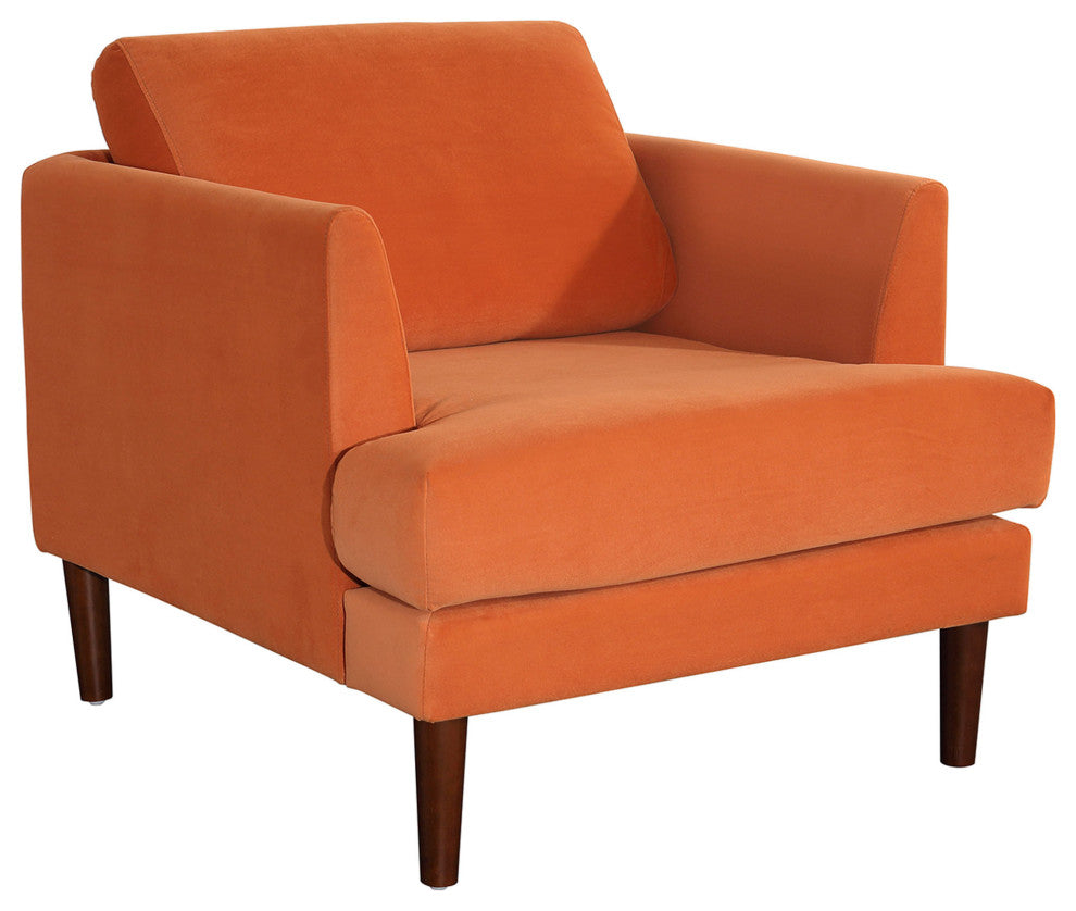 Minae Modern Contemporary Velvet Armchair, Rust