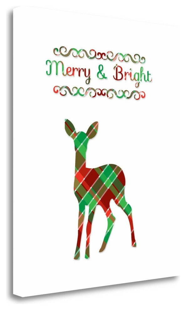 "Plaid Deer Merry And Bright" By Tara Moss, Giclee Print on Gallery Wrap Canvas