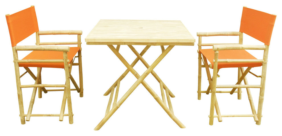 Square Table Set With 2 Director Canvas Chairs, Pottery