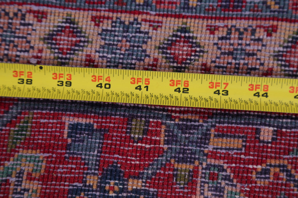 Consigned, Vintage Geometric Sarouk Oriental Area Rug Hand-Knotted, Blue, 7 X 11
