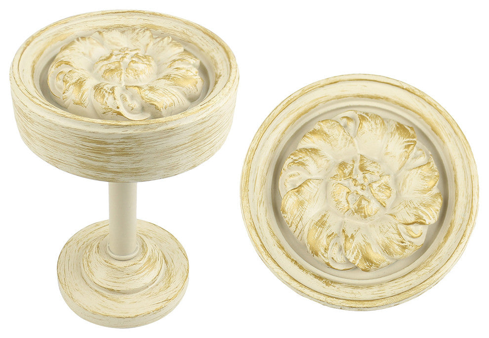 Petros Drapery Holdback Medallion, Gilded French White