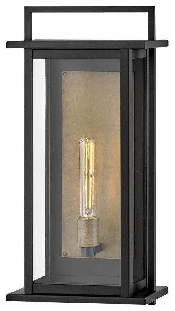Hinkley Langston 22.25" Large Outdoor Wall Mount Lantern, Black+Burnished Bronze