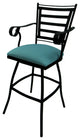 Outdoor Indoor Swivel Bar Stool Counter, Aqua Linen - Black, 35"