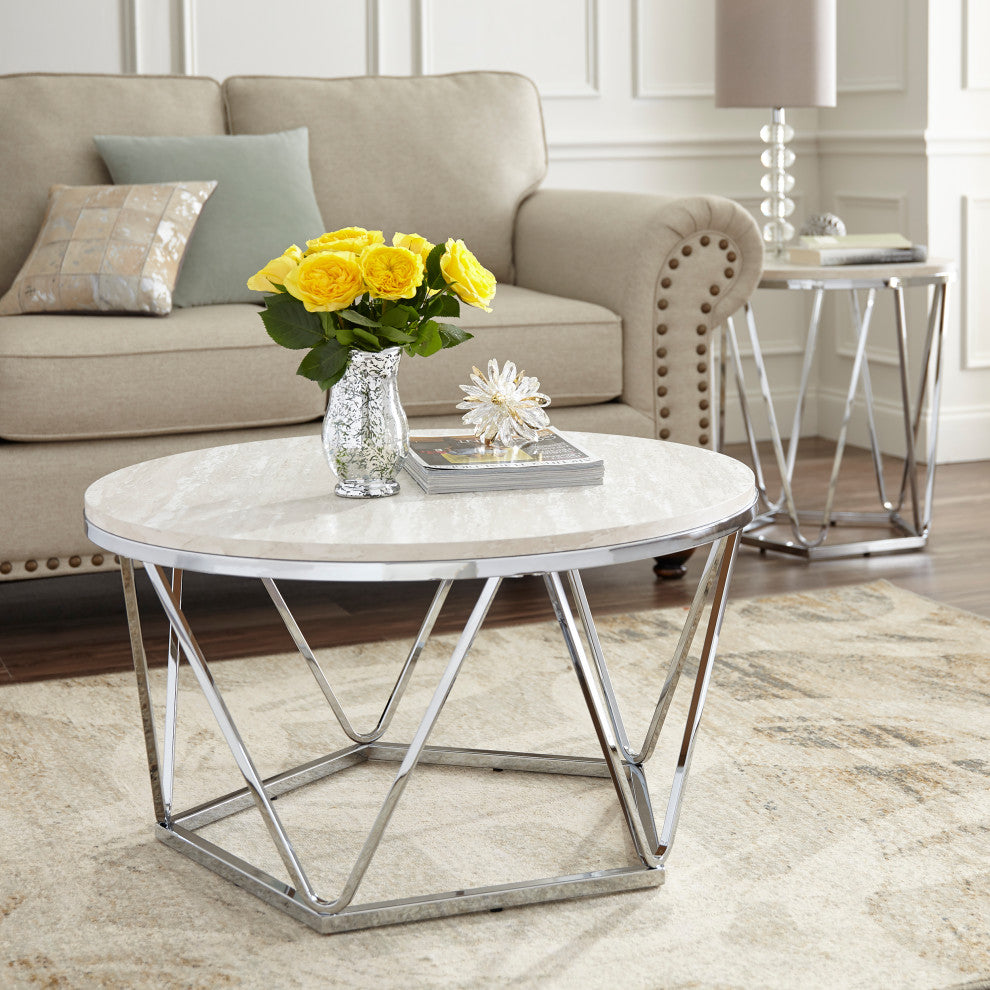Dorking Faux Stone Round Coffee Table