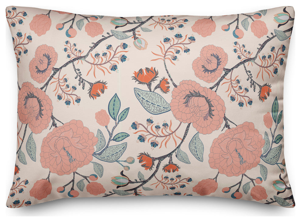 Pink Navy Floral 14x20 Spun Poly Pillow