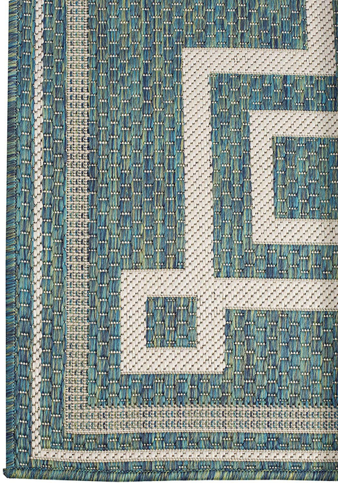Outdoor Collection Oriental Area Rug - UV Safe Rug, Ocean, 5'3"x7'6"