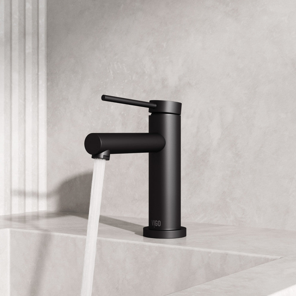 VIGO Jewel 6" H Single Handle Single Hole Bathroom Faucet, Matte Black