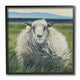 Sheep In Pasture Wind Farm Animal Painting, 12"x12", Black Frame