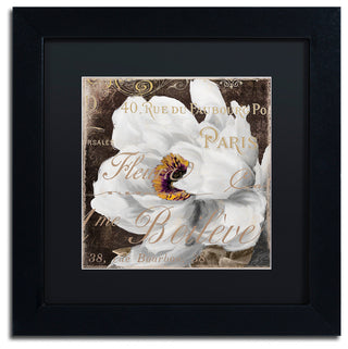 Color Bakery 'Fleurs Blanc III' Art, Black Frame, Black Matte, 11"x11"