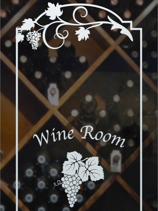 Wine Door - Grape Cluster Grape Ivy with Text - Primed - 30" x 84" - Knob on...