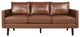 Dowd Mid Century Modern Faux Leather 3 Seater Sofa, Cognac Brown/Dark Brown