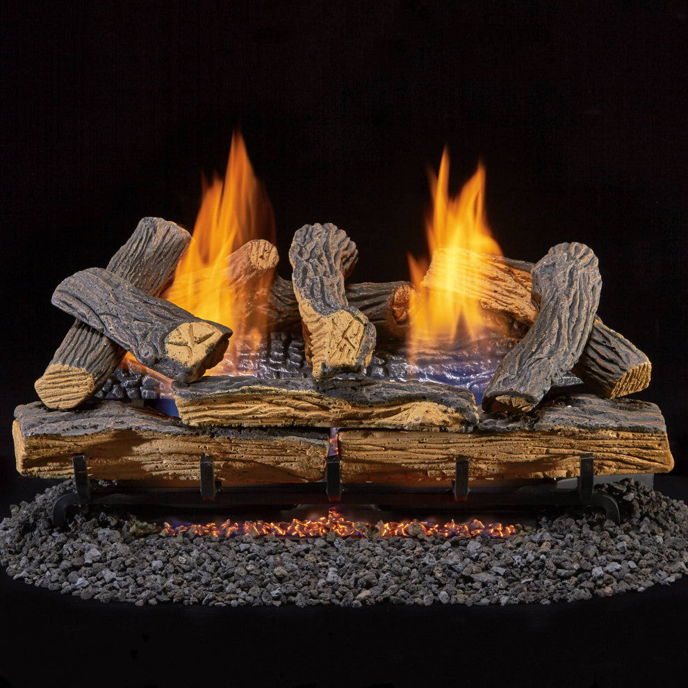 Duluth Forge Ventless Dual Fuel Gas Log Set, 24" 33,000 BTU, T-Stat