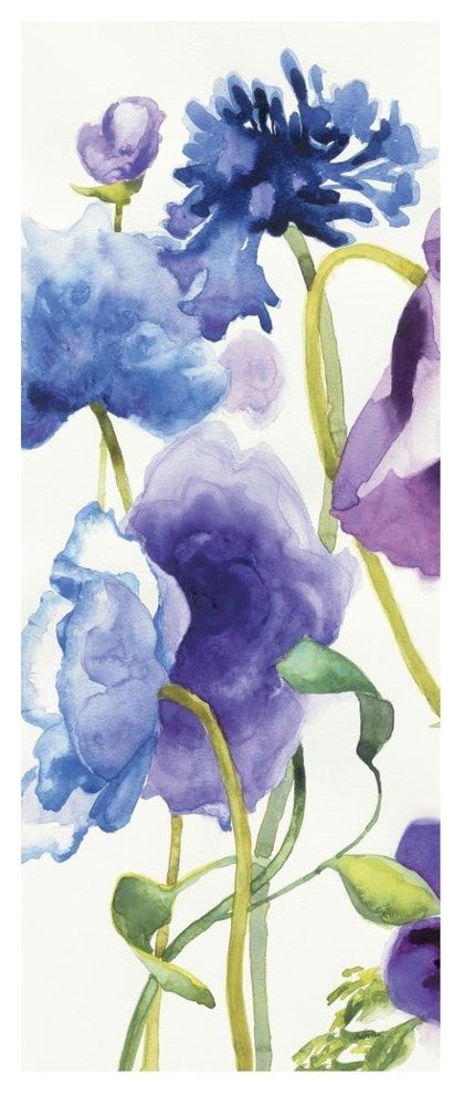 "Blue and Purple Mixed Garden I Panel I" Print by Shirley Novak, 22"x52"