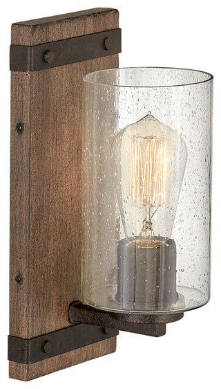 Hinkley Sawyer 11" Single Light Vanity Wall Sconce, In Sequoia + Iron Rust